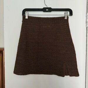 Peppermayo Chocolate Brown Crochet Mini Skirt